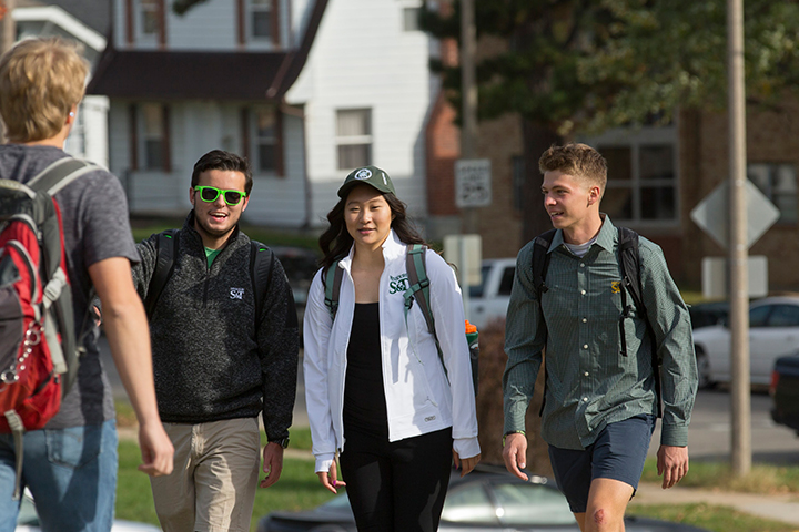 Students near the campus